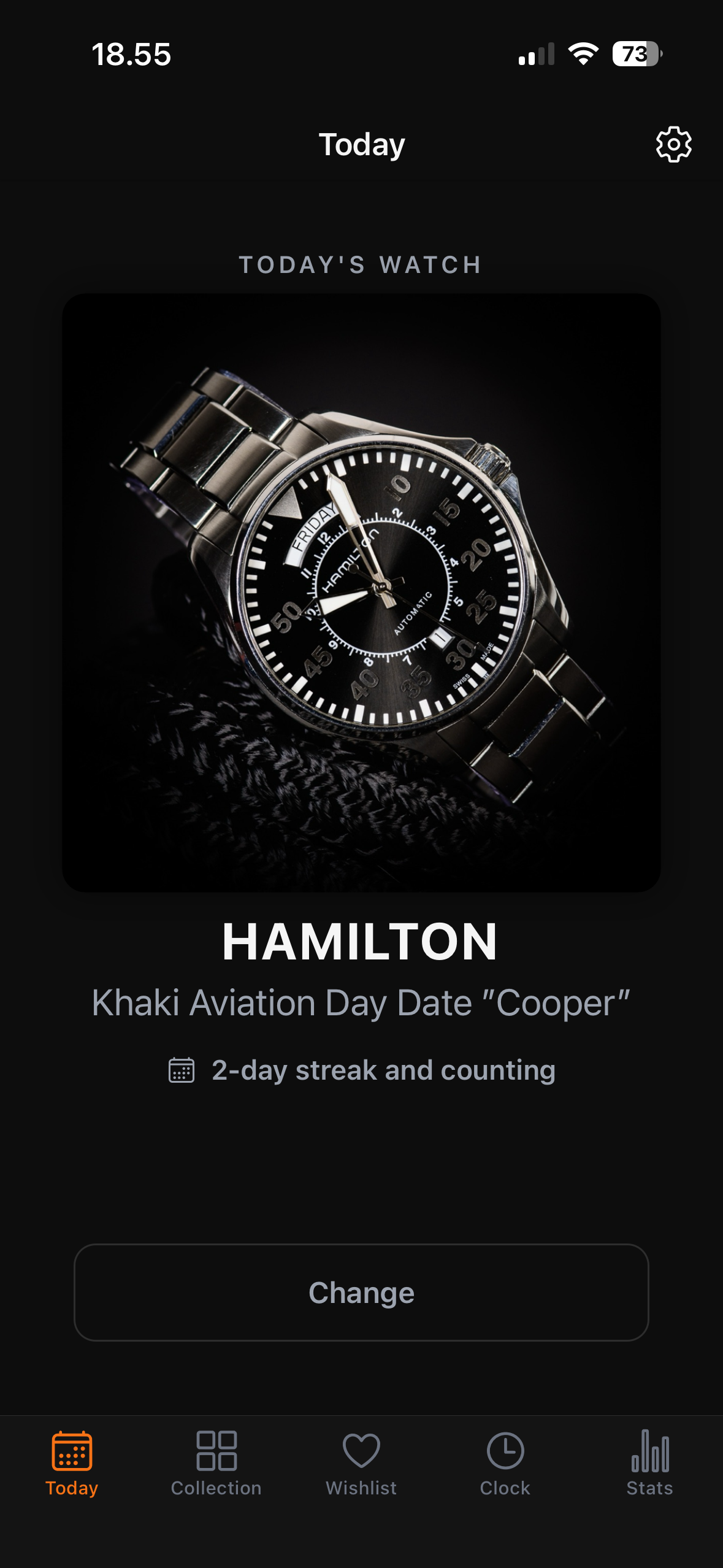 Today's Watch screen showing the daily pick feature